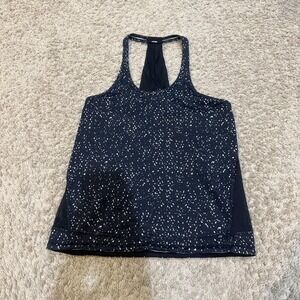 Lululemon Tank Top Womens Medium Black Spotted Built In Bra Camisole Yoga